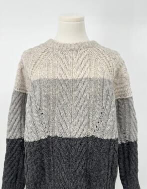 Marc by Marc Jacobs Gray Wool Colorblock Cableknit Sweater M